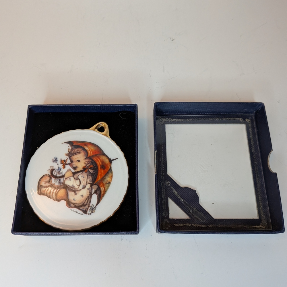 Vintage M. J. Hummel Porcelain Hanging Ornament The Umbrella Girl in Box
